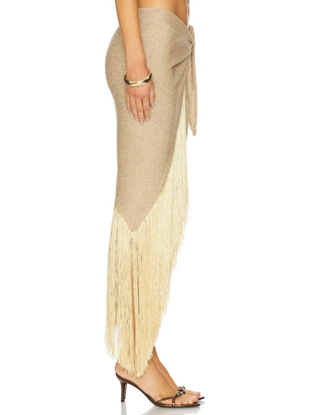 NEW DEVON WINDSOR Paxton Pareo Fringe Sarong Skirt in Marigold Gold Swim Coverup - Picture 3 of 4